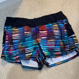ATHLETA Women's Striped Ready Set Shorts Size XL Rainbow Athleisure